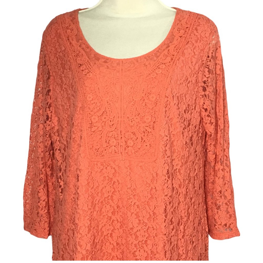 Peck & Peck Coral Lace Scoop Neck Tunic - Picture 3 of 11